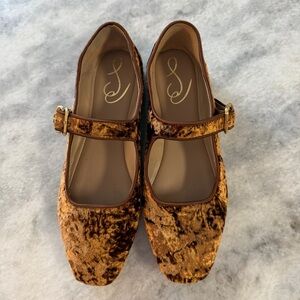 Sam Edelman Brown Velvet Mary Jane Flats